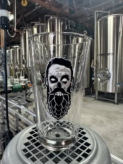 Etched Beer Zombies pint glass